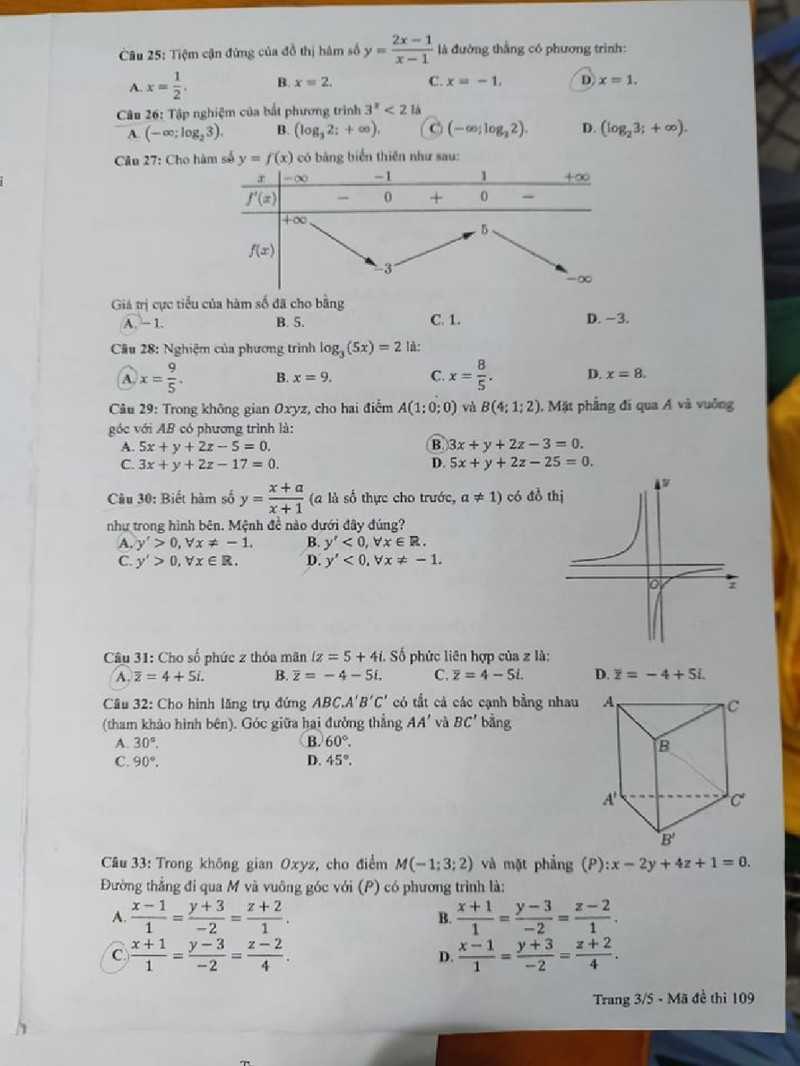 Đề thi môn toán kỳ thi tốt nghiệp THPT 2021 đợt 1 - ảnh 3