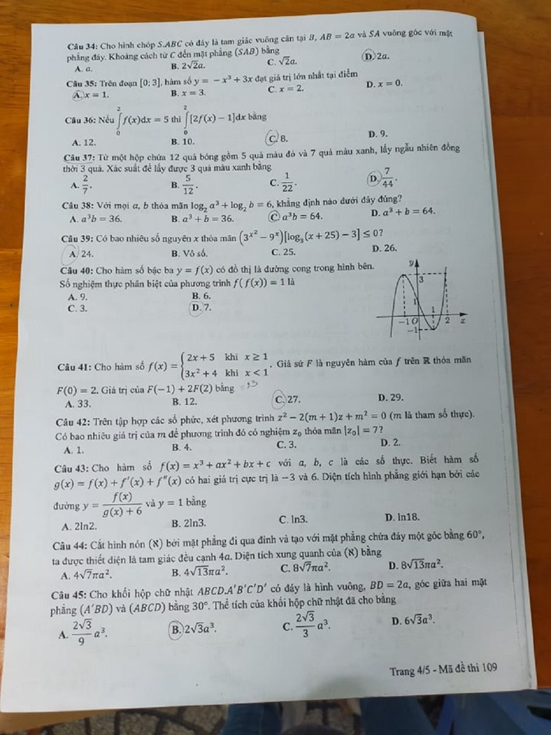 Đề thi môn toán kỳ thi tốt nghiệp THPT 2021 đợt 1 - ảnh 4