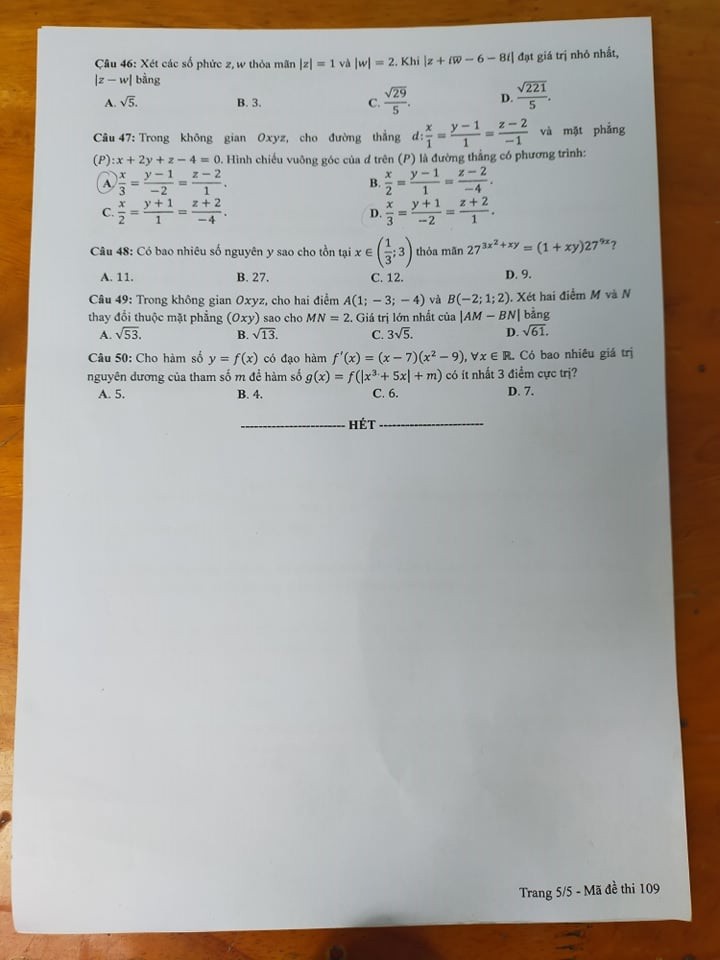 Đề thi môn toán kỳ thi tốt nghiệp THPT 2021 đợt 1 - ảnh 5