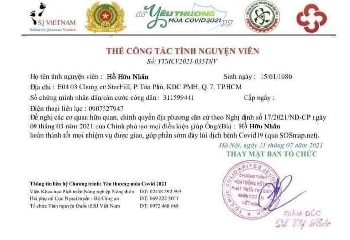 Thẻ tình nguyện viên có tên Hồ Hữu Nhân là thẻ giả - ảnh 2