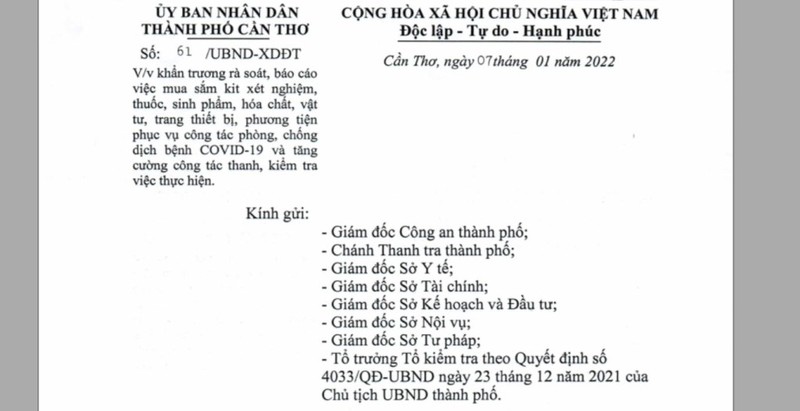 Chủ tịch Cần Thơ chỉ đạo rà soát, báo cáo việc mua sắm kit test - ảnh 1