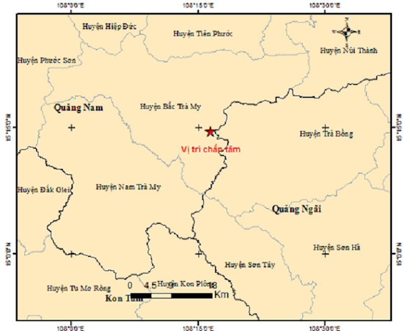 20 phút, huyện miền núi ở Quảng Nam xảy ra 2 trận động đất - ảnh 1