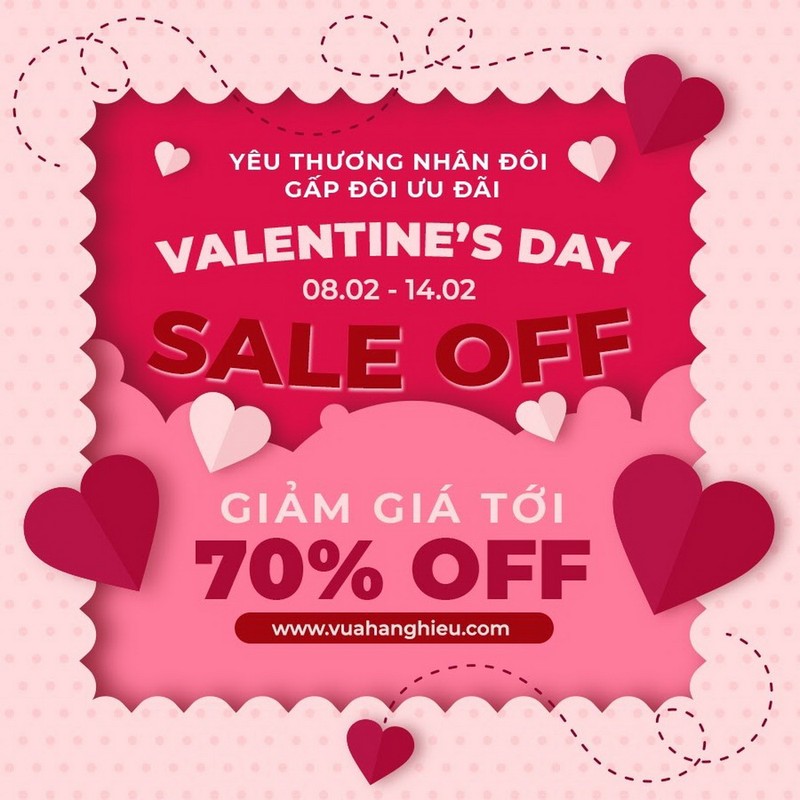 Quà Valentine từ Vua Hàng Hiệu: Sale tới 70%, tặng voucher 100K  ​ - ảnh 1