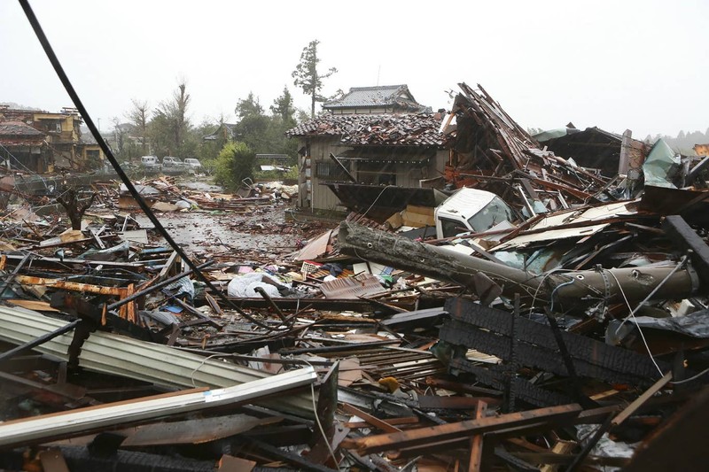 Nhà cửa bị tàn phá vì bão Hagibis ở TP Ichihara, tỉnh Chiba (Nhật). Ảnh: AFP
