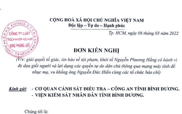 Nhiều cá nhân tiếp tục kiến nghị khởi tố bà Nguyễn Phương Hằng - ảnh 1