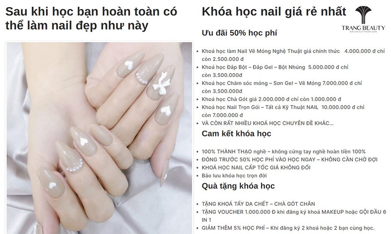 Bảng giá dạy nail và nối mi tại Trang Beauty Salon - ảnh 2