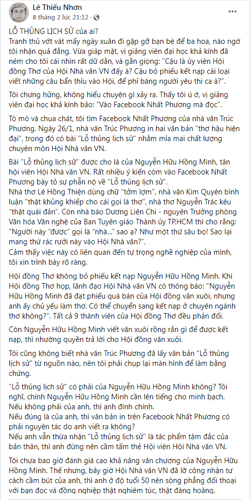 Nhà thơ Nguyễn Hữu Hồng Minh bị loại khỏi Hội Nhà văn Việt Nam? - ảnh 2