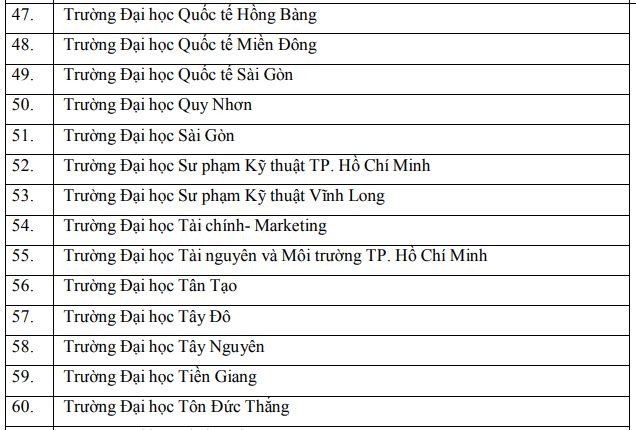 Danh sách 82 trường ĐH-CĐ sử dụng điểm thi đánh giá năng lực ĐHQG TP.HCM - ảnh 6