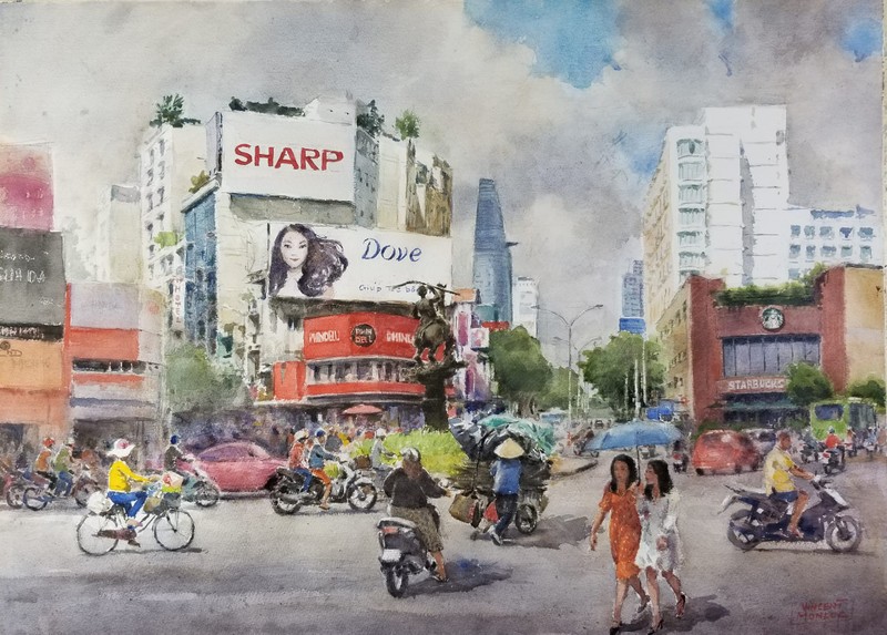 Sài Gòn đẹp nao lòng trong tranh của người họa sĩ 70 tuổi - ảnh 1