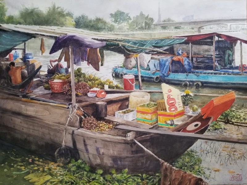 Sài Gòn đẹp nao lòng trong tranh của người họa sĩ 70 tuổi - ảnh 4