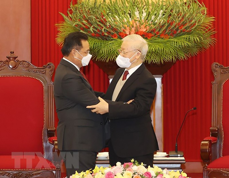 Tổng Bí thư Nguyễn Phú Trọng tiếp Chủ tịch Quốc hội Lào Xaysomphone - ảnh 2