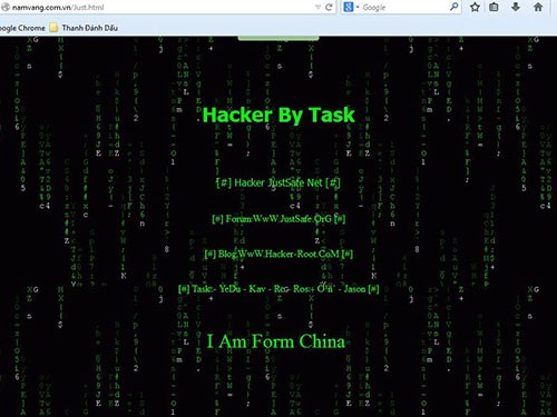 Một số trang mạng Việt Nam bị hacker Trung Quốc tấn công và để lại lời nhắn Một số trang mạng Việt Nam bị hacker Trung Quốc tấn công và để lại lời nhắn