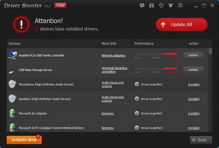 Giao diện phần mềm Driver Booster trên Windows 10 Technical Preview